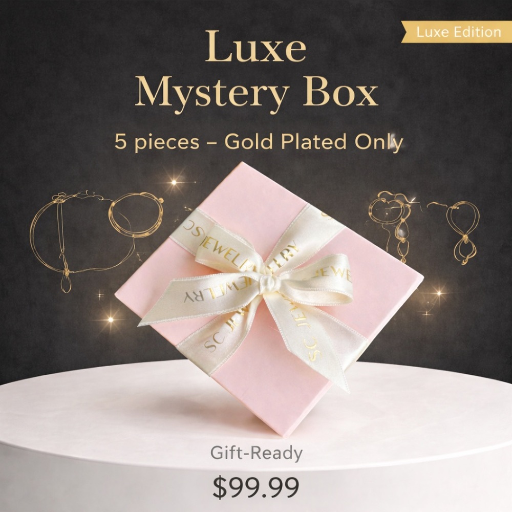 Luxe Mystery Jewelry Box 5 Pieces Gift-Ready Gold Plated Jewelry